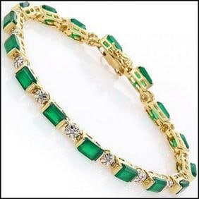 9.79 CT Green Agate & Diamond Designer Bracelet $1,405: Master jewelers designed your Bracelet with: 16 pieces of GENUINE 3.5X3.5mm faceted Green Agate. 16 pieces of GENUINE 3X3mm faceted round diamonds. 0.23 carat tw. 10.42 grams of Base Metal layered wit
