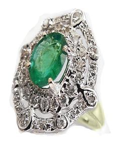 1.51 CT Emerald Diamond Ring Appraised $16,600: Gem: Natural Diamond Weight: 1.02 ctw Clarity: SI-1 Color: I Shape: Round Gem: Natural Columbia Emerald Weight: 1.51 CT Clarity: Transparent Color: Green Shape: Oval 14K Yellow Gold Weight: 5g