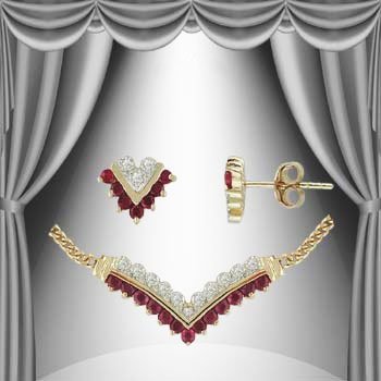 Genuine 2.2 CT Ruby Diamond Set: set in fine 925 sterling silver and layered with 18K Gold. The length is 18 inches or 457mm and the width is 1/2inches or 12mm.
