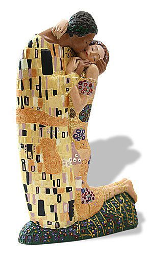 Gustav Klimt THE KISS Sculpture: This is an Gustav Klimt sculpture entitled "THE KISS". (1907) This is a highly collectible, quality, resin sculpture with hand-painted color details, matte and glossy finish. Guaranteed fully authenti