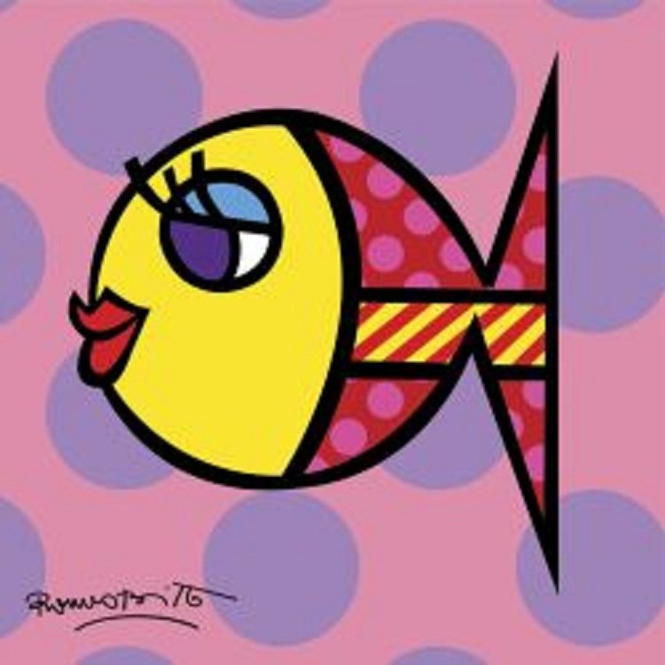 Art Print by Romero Britto "Dotty Fish": Museum quality fine-art print, printed on high quality archival acid free paper. Each print is of the highest museum art print reproduction quality and are supplied by the world's leading art publishe