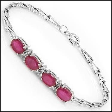 4.08 Cts Natural Diamond Ruby 925 Sterling Silver Designer Bracelet MSRP $1,595!: Gemstone: Ruby Color: Red Shape: Oval Size: 7x5Quantity: 4CTW: 4.05 Diamond DescriptionShape: RoundsSize: 1.2mm Quantity: 3CTW: 0.03Grade: I3Color: H-I Material Information:Plating Material: RhodiumPr