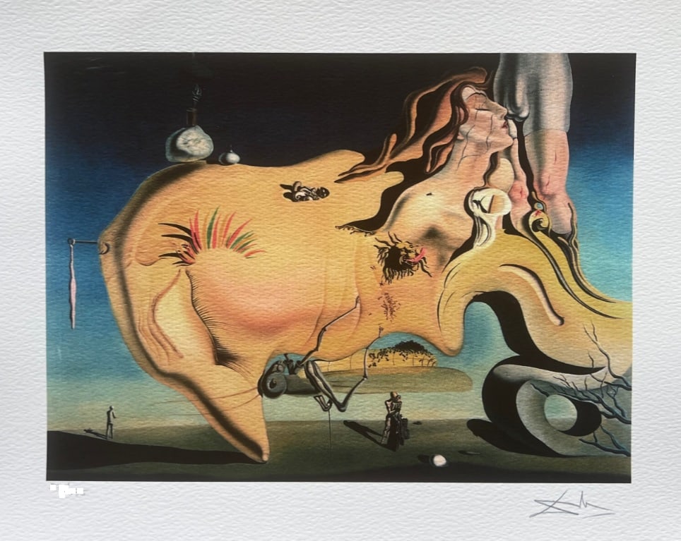 Salvador Dali THE GREAT MASTURBATOR Facsimile Signed Numbered Giclee MSRP $895!: Salvador Dali THE GREAT MASTURBATOR Facsimile Signed Numbered GicleeThis is a limited edition giclee titled THE GREAT MATURBATOR by Salvador Dali.This piece is facsimile signed on the lower right. Pen