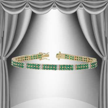 9.24 CT Green Agate & Diamond 18KGP Designer Bracelet: 108 pieces of GENUINE 2.5 mm Round Green Agates quality AAA no treatment.6 pieces of GENUINE 1 mm faceted round diamonds no treatment.15.12 grams of base metal layered with 18K yellow gold.The length