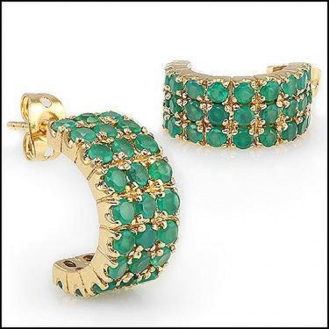 2.25 CT Green Agate Designer 18KGP Earrings $1,260: 60 pieces of 2.1 mm faceted rounds Green Agates.5.54 grams of brass layered with 18K yellow gold.