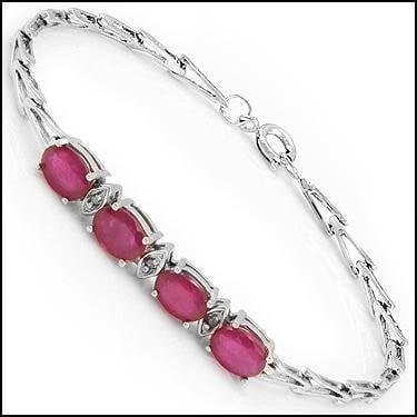 4.08 Cts Natural Diamond Ruby 925 Sterling Silver Designer Bracelet MSRP $1,595!: Gemstone: Ruby Color: Red Shape: Oval Size: 7x5Quantity: 4CTW: 4.05 Diamond DescriptionShape: RoundsSize: 1.2mm Quantity: 3CTW: 0.03Grade: I3Color: H-I Material Information:Plating Material: RhodiumPr