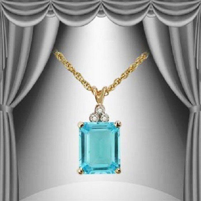 5.13 Cts Blue Topaz & Diamond Fine Designer Necklace: 1 piece of GENUINE 11X9mm Octagon Blue Topaz quality AAA no treatment.3 piece of GENUINE 1.2mm faceted round diamond. 0.03 carat Tw, I-J color & I2-I3 Clarity no treatment. 3.95 grams of brass layered