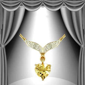 Genuine 3 CT Citrine Diamond Heart Necklace: Master jewelers designed your necklace with 1 piece of GENUINE 14X10mm faceted heart shaped citrine. 6 pieces of GENUINE single cut diamonds .1 carat tw. 3 grams of sterling silver layered with 18K Go