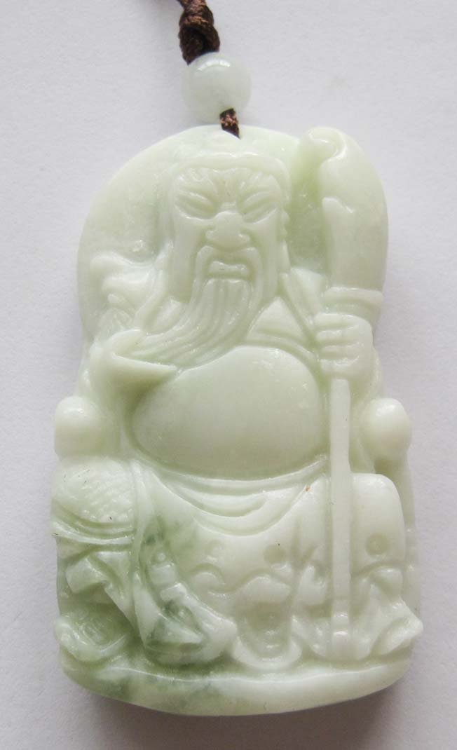 Zhou Dynasty White Jade Wise Old Man Amulet: Approx Size: 2" Diameter. It is the customary and traditional belief of Chinese people that wearing the jade is the good means of which people will be protected from bad luck, evil spirit and danger. 