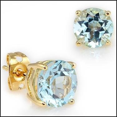 4.72 CT Blue Topaz Designer Earrings $685: 2 pieces of GENUINE 4.8mm round Amethysts quality AAA no treatment. 6.21 grams of Base Metal layered with 18K yellow gold. The motif width is 5/8 inches or 16mm. The motif height is 7/8 inches or 22mm