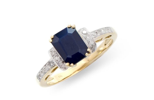 2.23 Cts Certified Natural Diamonds & Blue Sapphire 14K Designer Ring $7,895!: Gemstone: SapphireColor: BlueShape: OctagonSize: 8x6Quantity: 1CTW: 2.01 Shape: RoundsSize: 1.2-1.3mm Quantity: 24CTW: 0.22Grade: I1-I2Color: H-I Material Information:Primary Material: 14k Solid GoldC