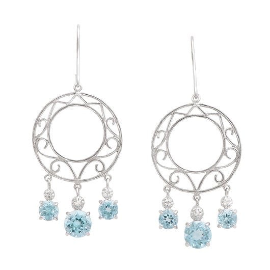 5.35 ct Natural Diamond Blue Topaz 18KPG Sterling Silver Designer Earrings $1,475!: Diamond Description Shape: Rounds Size: 1.1mm Quantity: 6CT: 0.05Grade: I3Color: H-I Gemstone Description Gemstone: Blue Topaz Color: Sky Blue Shape: Round Size: 7mmQuantity: 2CT: 3.05 Gemstone Descri