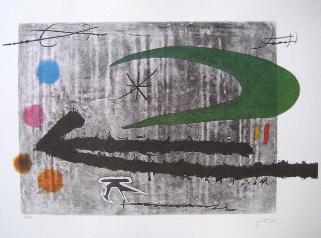 Joan Miro TOWARD THE LEFT Limited Ed. Plate Signed : This is a Joan Miro first edition lithograph titled "TOWARD THE LEFT". This piece is plate signed and pencil numbered from a limited edition of 500. Measures 17.5" x 24".