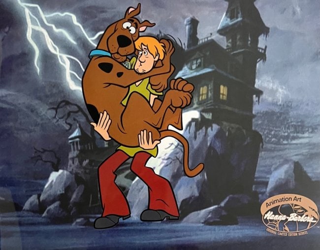 SCOOBY DOO Zoinks Sericel Animation Art Cel Hanna Barbera MSRP $1,139!: This is a Limited Edition Sericel titled ?Zoinks? from the classic cartoon series Scooby-Doo.This fantastic animation features Scooby-Doo and Shaggy Rogers as they appeared in the original animated ca