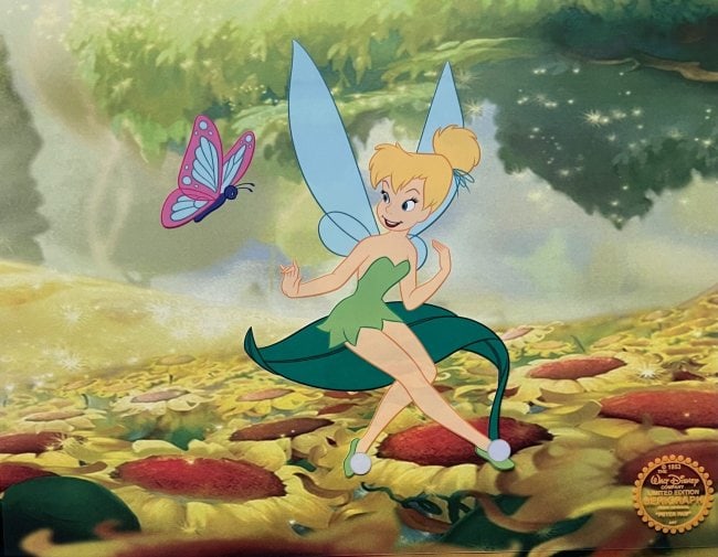 DISNEY TINKER BELL Peter Pan Sericel Animation Art Cel MSRP $1,335!: This is a Limited Edition Serigraph Cel of Tinker Bell from Peter Pan.Disney own artists have selected this scene from the original animation drawings used to produce this classic Disney animation.Kno