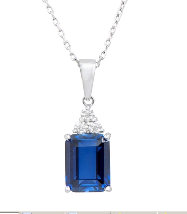 $10,795 Value! 3.04 Ct Certified Lab Grown Sapphire Diamond Designer Necklace F VVS 2 AAA Cert: Gemstone Description:Gemstone: Sapphire Lab Grown Color: Royal Blue Shape: Octagon Size: 9x7mm Quantity: 1 Grade:AAA Ct: 2.91 Diamond Lab Grown Description:Shape: Round Size: 2.1Ct: 0.13Grade: VVS2, C