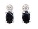 1.32 Cts Natural Black Sapphire Diamonds Rhodium Plated Designer Earrings