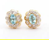 1.30 Cts Natural Blue Topaz Diamonds 18K Gold Plated Designer Earrings $1,275!