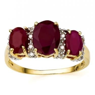3.07 Cts Certified Ruby & Diamond Gold Ring $$4,205.00!: Main Stone: 1.34 Ct of oval shape red Ruby 7 x 5 mm quality AAA no treatment. Side: 1.69 Ct of oval shape red Rubies 6 x 4 mm quality AAA no treatment. P 0.77 Ct of Oval shape Green Emerald 7 x 5 mm q