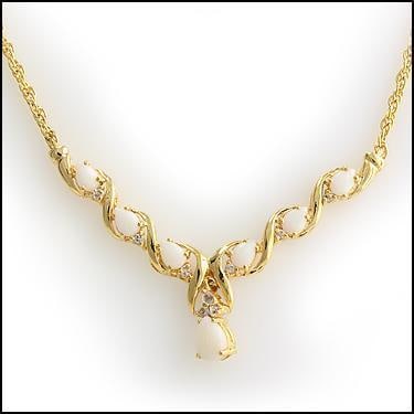 4.71 Cts Opal & White Topaz 18KGP Designer Necklace: 1 piece of GENUINE 8X6 mm faceted Pear Shape Opal quality AAA no treatment.6 pieces of GENUINE 6X4 mm faceted Pear Shape Opals quality AAA no treatment.9 pieces of GENUINE 2.25 mm faceted Round White 