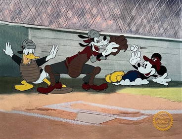 DISNEY Mickey Mouse Goofy Donald Duck Baseball Sericel MSRP $1395! (1 of 1)