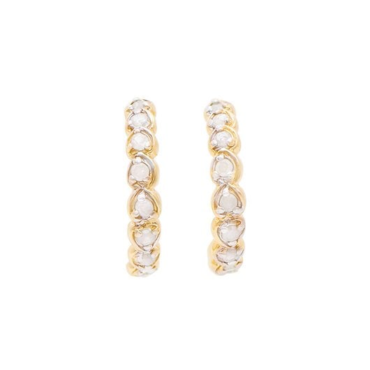 0.51 Cts Natural Diamonds Sterling Silver Designer Earrings MSRP $1,795!: Diamond Description Shape: Rounds Size: 1.7mm Quantity: 20CTW: 0.51Grade: I3Color: H-I Material Information:Plating Material: 18K Yellow Gold Primary Material: Sterling Silver Jewelry Information:Moun