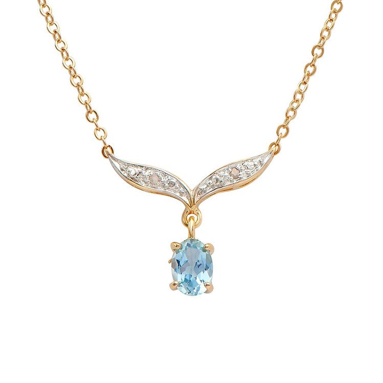 1.92 CT Blue Topaz & Diamond 18KGP Designer Necklace: 1 piece of GENUINE 7X5 mm Oval Blue Topaz quality AAA no treatment.2 pieces of GENUINE single cut diamonds 0.02 CT.2.51 grams of brass layered with 18K yellow gold.The necklace length is around 18 inc