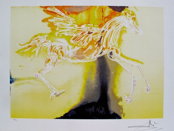 Salvador Dali Dalinean Horse Pegasus Lithograph: Salvador Dali lithograph print titled ?PEGASUS? from the Dalinean Horse Suite. This lithograph is facsimile signed which means it bears a copy of Dali?s signature. Produced on archival quality thick p