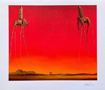 Salvador Dali LES ELEPHANTS Facsimile Signed Giclee: This is a limited edition giclee titled ?LES ELEPHANTS? by Salvador Dali. This piece is facsimile signed on the lower right. Pencil numbered from an edition of 375. Paper measures 12? x 16?. Image mea