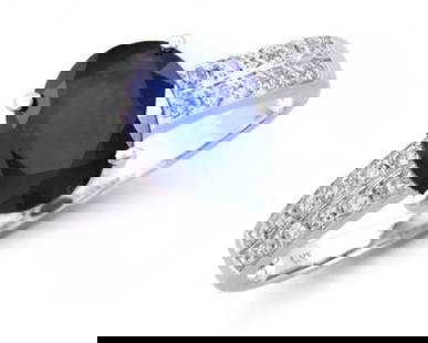 2.75 Cts Certified Blue Sapphire & Diamond Ring $12,150: Main: 2.58 Cts of oval shape Blue Sapphire 9x7 mm quality AAA no treatment. Side: 0.17 Cts round diamonds 1.2 mm , H-I , I2-I3 no treatment.2.74 grams, 14K solid white gold. Size 7.5. Comes with signe
