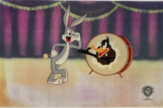 Bugs Bunny Daffy Duck Limited Edition Sericel Animation Art Cel: This is a Limited Edition Sericel of Warner Bros Loony Tunes. This fantastic animation features Daffy Duck and Bugs Bunny in the classic animation. This Cel measures 11" x 14", comes unframed, in exce