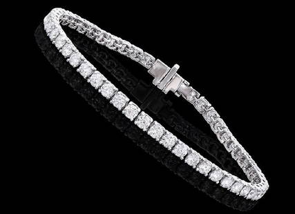 $28,895! 5.35 Ct Certified Lab Grown Diamond Bracelet F VVS2 IDEAL Cut: Diamond Description: Shape: Rounds, Size: 3mm Quantity: 52, 5.35 CtGrade: VVS2 !!!Color: E-F !!! Material Information: Primary Material: 14K Solid Gold (Marked)Color: White Gold Jewelry Information: M
