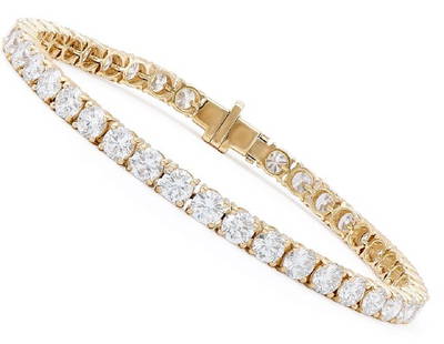 $18,995 Value! 5.35 Cts IGI Certified Top Lab Grown Diamond Bracelet E VVS IDEAL Cut: Lab Grown Diamonds Description: Shape: Rounds, Size: 3.10mm Quantity: 52Grade: VVSColor: E Material Information: Primary Material: 14K Solid Gold (Marked)Color: Yellow Gold Jewelry Information: Mount