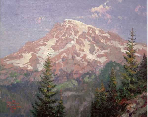 Thomas Kinkade "Mount Rainier": Signed by the Artist Paper Lithograph Limited Edition Includes Official Thomas Kinkade Certificate of Authenticity •Approx Size: 20" x 16"