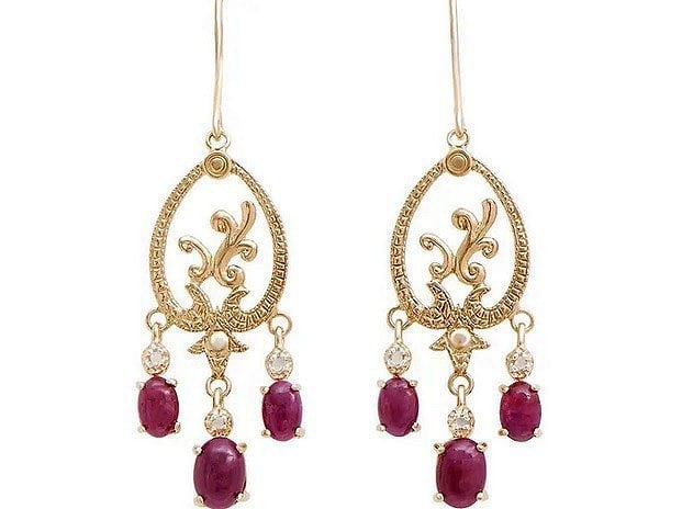 4.59 Ct Natural Diamond Ruby Sterling Silver Designer Earrings MSRP $1695!: Diamond Description:Shape: RoundsSize: 1.2mm Quantity: 6CTW: 0.06Grade: I3Color: H-I Gemstone Description:Gemstone: RubyColor: RedShape: OvalSize: 6x4Quantity: 4CTW: 2.45 Gemstone Description:Gemstone