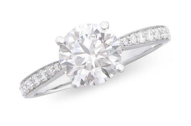 $18,995! 2.00 cts IGI Certified Lab Grown Diamond Ring F VVS 2 IDEAL Cut: Diamond Description: Shape: Round Size: 7.56mm Quantity: 1: 1.72CTGrade: VVS 2Color: F Diamond Description: Shape: Rounds Size: 1.3mm Quantity: 16: 0.28CTGrade: VVS 2Color: E-F Material Information: P