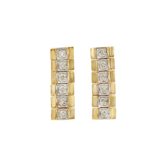 Plated 18KT Yellow Gold 0.12ctw Diamond Earrings MSRP $1350!: One pair of Plated 18KT Yellow Gold 0.12ctw Diamond Earrings. (12) diamond with a total of 0.12cts with a color of H-I and clarity of I-3. Total weight of these earrings is 3.13 grams.