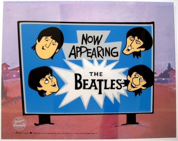 THE BEATLES NOW APPEARING Animation Cartoon Sericel Cel: DenniLu, in conjunction with the Beatles copyrights, has developed this Limited Edition Serigraph series which contained hand-tailored scenes based on the Saturday morning cartoon series, "The Beatles