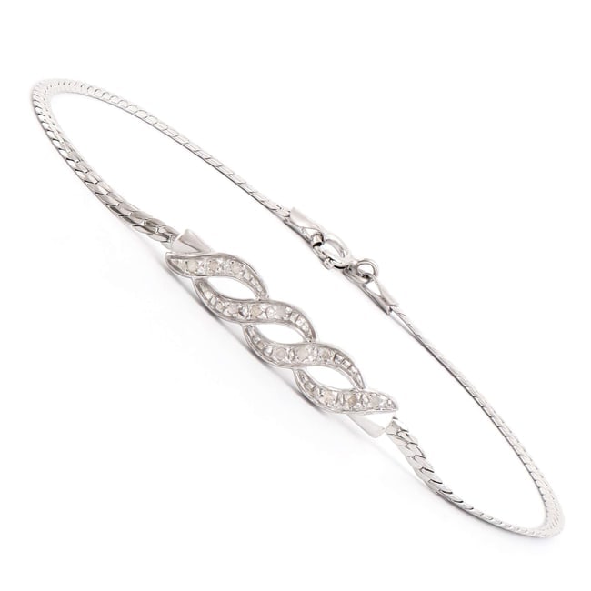 $2,335 Value! 0.14 cts Natural Diamond 18KGP Sterling Silver Designer Bracelet #2053: Diamond Description Shape: Round ,Size: 1.2mm, Quantity: 12, CT: 0.14, Grade: I2, Color: H-I Material Information:Plating Material: Rhodium, Primary Material:Sterling Silver (Marked) Jewelry Informati
