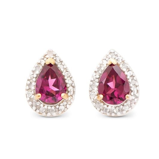 2.37 Ct Natural Diamond Garnet Sterling Silver Designer Earrings MSRP $1385!: Gemstone DescriptionGemstone: GarnetColor: MargentaShape: PearSize: 8x6Quantity: 2CTW: 2.25 Diamond DescriptionShape: RoundsSize: 1.1mm Quantity: 16CTW: 0.12Grade: I3Color: H-I Material Information:Pl