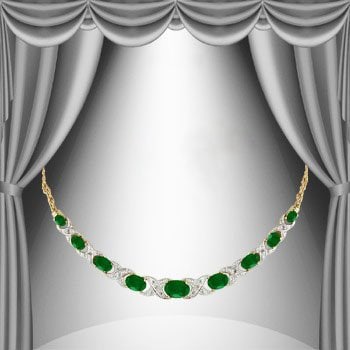 5.17 Cts Green Agate & Diamond 18KGP Designer Necklace: 9 pieces of GENUINE Ovals Green Agates quality AAA no treatment.8 pieces of GENUINE 1.1mm faceted round diamond 0.06 carat Tw I-J color.10.48 grams of base metal layered with 18K yellow gold.The neckl