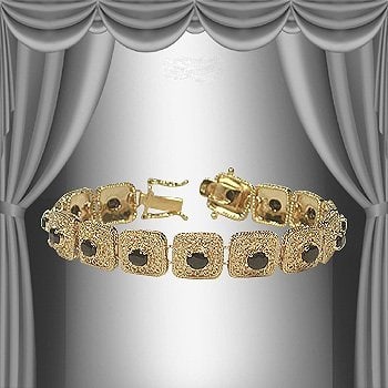 Genuine 7 CT Sapphire Bracelet: Master jewelers handcrafted this museum bracelet with 14 pieces of 6mm x 4mm oval genuine sapphire. The stones are set in 21 grams of Base Metal layered with 18K gold and antiqued. The length of the b