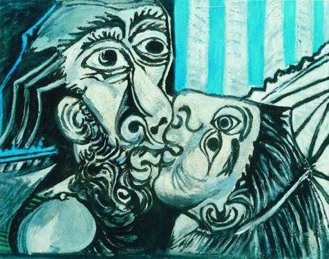 Picasso - THE KISS Picasso Estate Signed Gicl: This is a PABLO PICASSO (ESTATE COLLECTION DOMAINE) gicl?e lithograph print titled "The Kiss." This artwork is magnificent with brilliant rich colors and visual sweep. This is an authentic Estate Appr