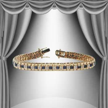 5.04 CT Sapphire & Diamond Designer 18KGP Bracelet: 25 pieces of GENUINE 3.1mm Square black sapphires quality AAA no treatment.4 pieces of GENUINE single cut diamonds, 0.04 carat tw no treatment.17.25 grams of brass layered with 18K yellow gold.The len