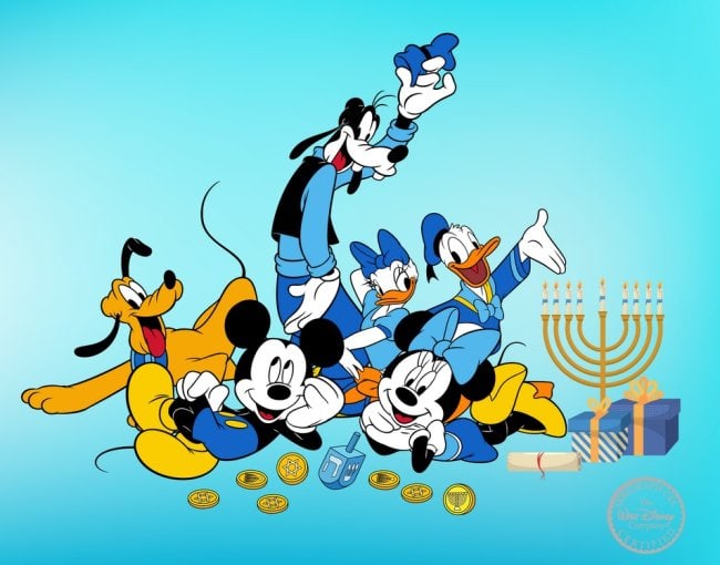 DISNEY HANUKKAH Mickey Minnie Goofy Pluto Sericel Animation Art Cel MSRP $1,375!: This is a limited edition serigraph cel of Disney Hanukkah.This sericel features Mickey Mouse, Minnie Mouse, Pluto, Goofy, Donald Duck and Daisy Duck celebrating the holiday.Disney?s own artists have