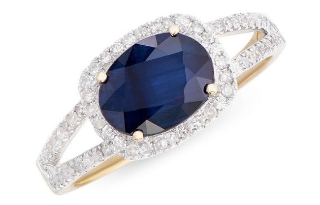 $5,795 Value! 2.32 Ct GLS Certified Natural Diamond Sapphire 14K Gold Ring: Gemstone Description Gemstone: Sapphire Color: Blue Shape: Oval Size: 9x7Quantity: 1CT: 2.05 Diamond Description Shape: Round Size: 0.9 mm Quantity: 64CT: 0.27Grade: I1-I2Color: H-I Material Informati