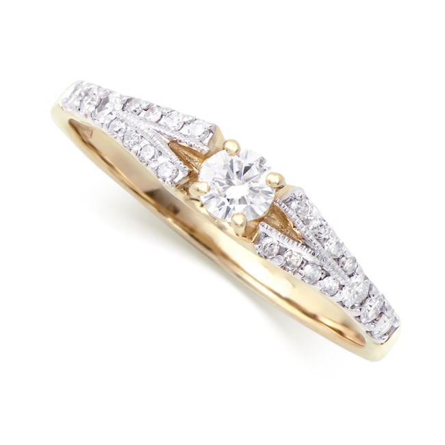 0.40 cts GLS Appraised! Natural Diamond 14K Designer Gold Ring Value $6,195!: Diamond DescriptionShape: RoundSize: 4mm Quantity: 1CT: 0.22Grade: I1-I2Color: H-I Diamond DescriptionShape: RoundSize: 1-1.6mm Quantity: 22CT: 0.18Grade: I1-I2Color: H-I Material Information:Primary