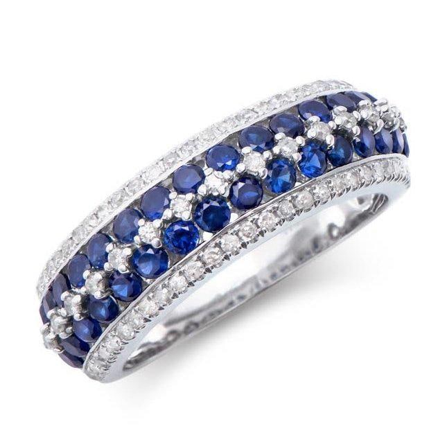 $8,695 Value! 1.56 Ct GLS Certified Natural Diamond Sapphire 14K Ring: Gemstone Description:Gemstone: Blue SapphireColor: BlueShape: RoundSize: 2mmQuantity: 32CT: 1.25 Diamond Description:Shape: RoundSize: 1mm Quantity: 69CT: 0.31Grade: I2-I3Color: H-I Material Informati