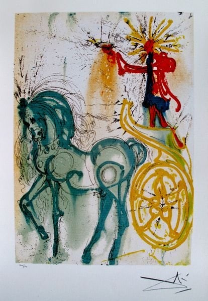 Dali Ltd Ed. Lithograph "LE CHEVAL DE TRIOMPHE": Each one made on archival quality paper, facsimile signed and pencil numbered from an edition of 500. Certificate of Authenticity provided. Size:22"x14.5"