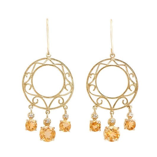 3.85 Cts Natural Diamond Citrine Sterling Silver Designer Earrings MSRP $1,695! (1 of 3)